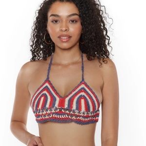Raga Katy bikini top in red white& blue crochet